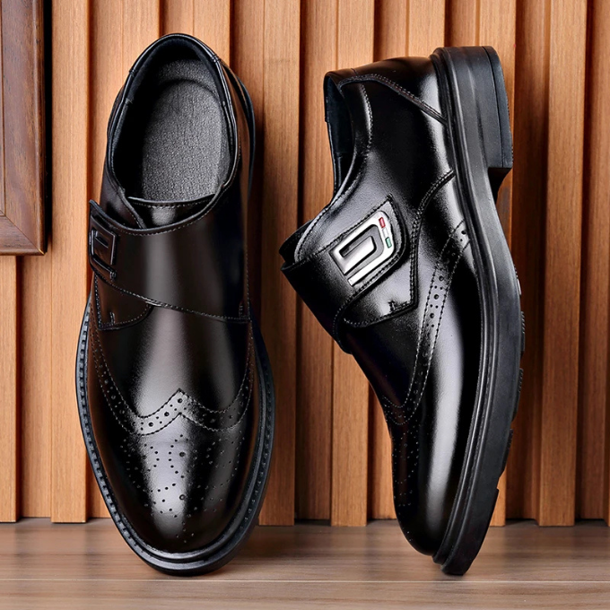 Men's Full-Grain Leather Dress Shoes with Rubber Sole