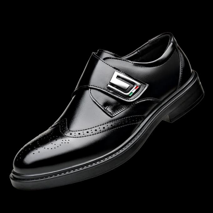 Men's Full-Grain Leather Dress Shoes with Rubber Sole
