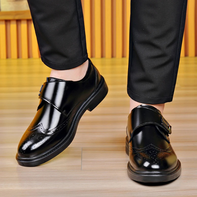 Men's Full-Grain Leather Dress Shoes with Rubber Sole