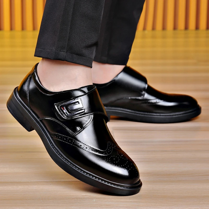 Men's Full-Grain Leather Dress Shoes with Rubber Sole