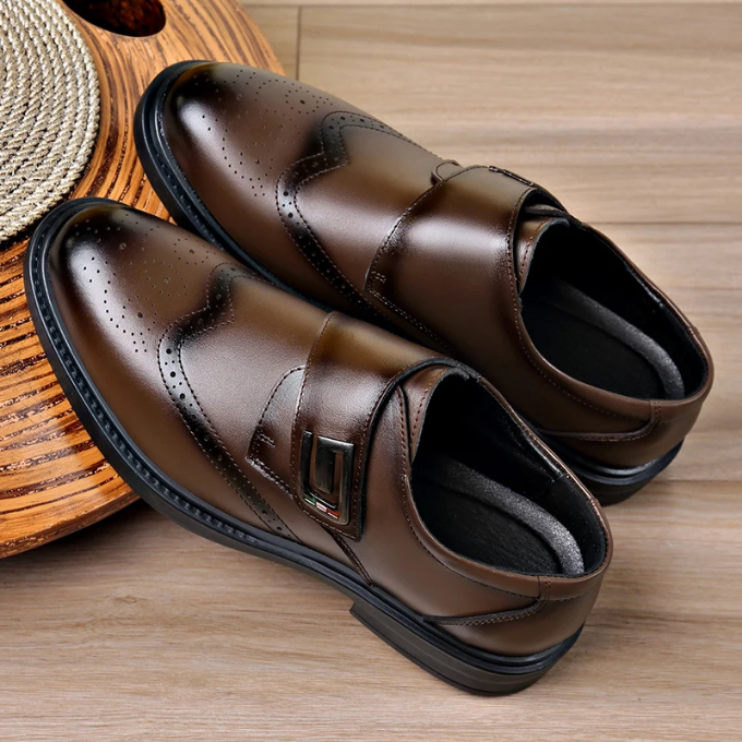 Men's Full-Grain Leather Dress Shoes with Rubber Sole