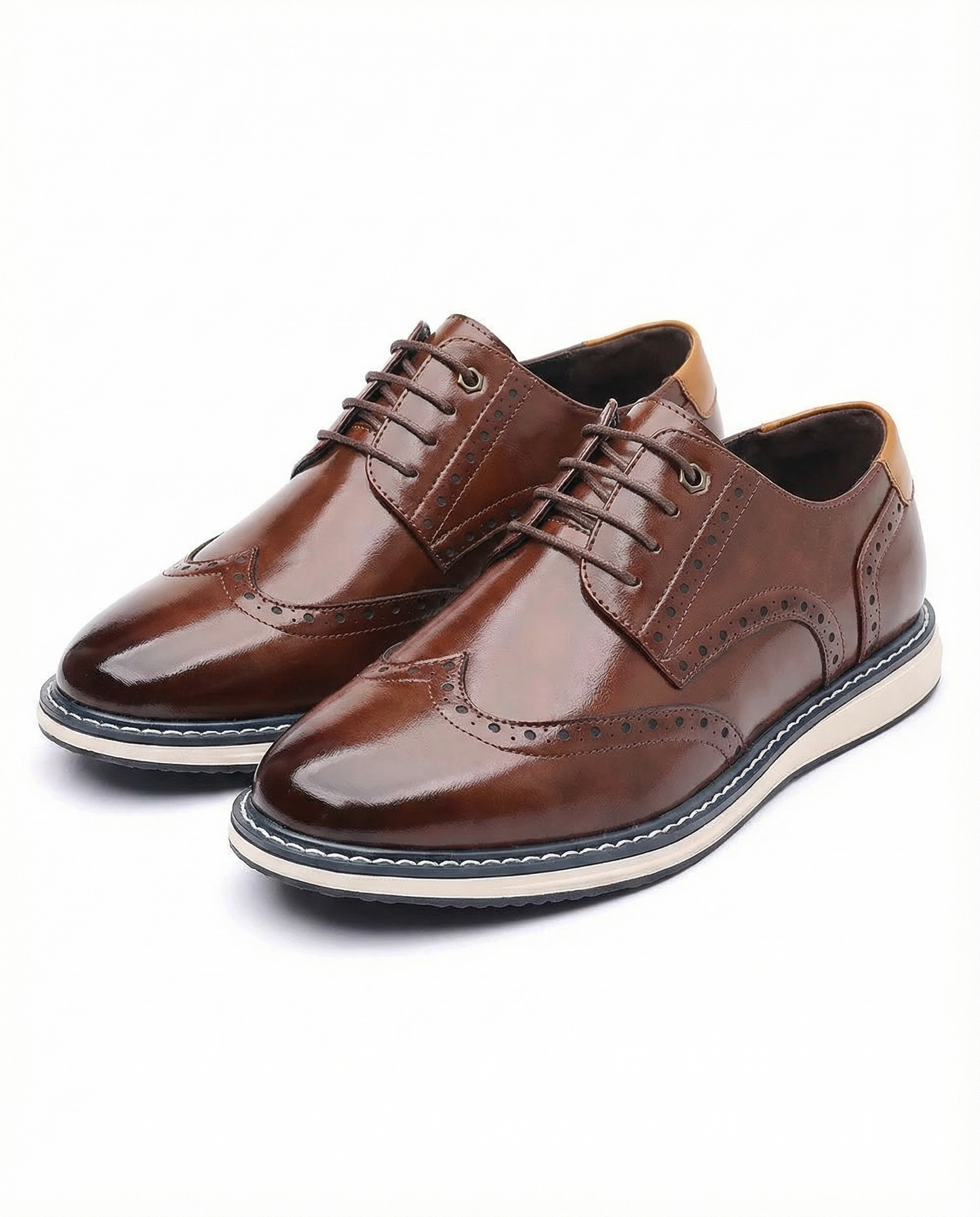 Men's Classic Brogue Dress Shoes in Brown, Black, or Navy Blue