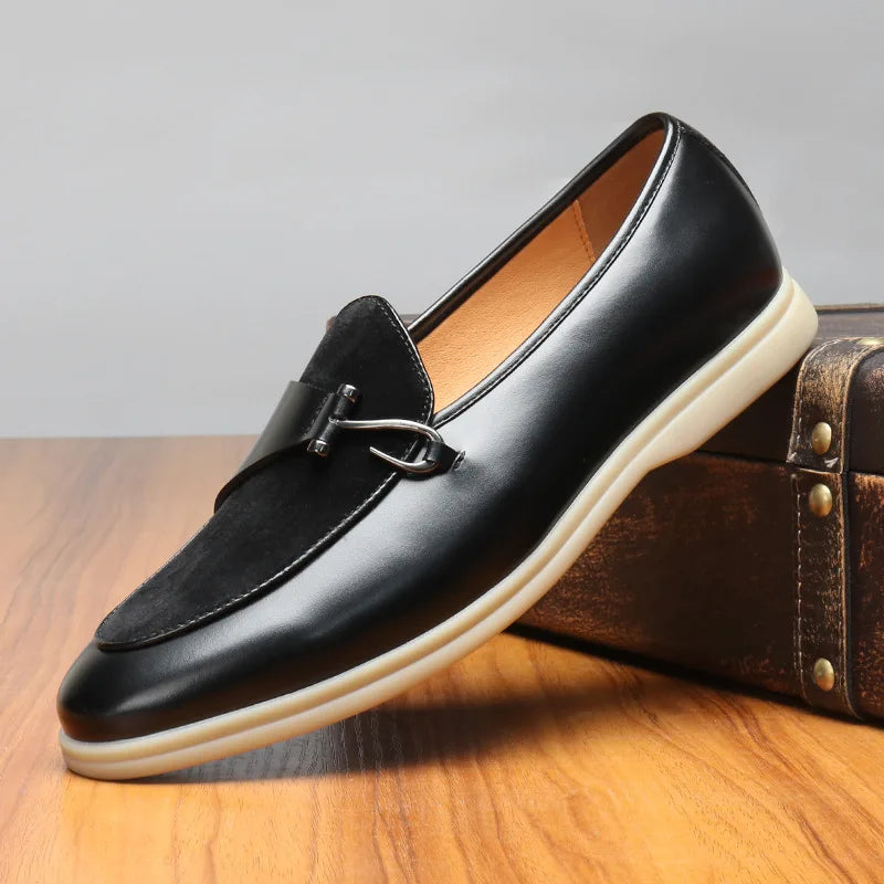 Men's Elegant Slip-On Loafers with Gold Bit Detail