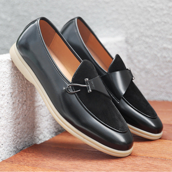 Men's Elegant Slip-On Loafers with Gold Bit Detail