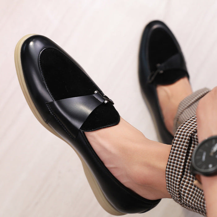 Men's Elegant Slip-On Loafers with Gold Bit Detail