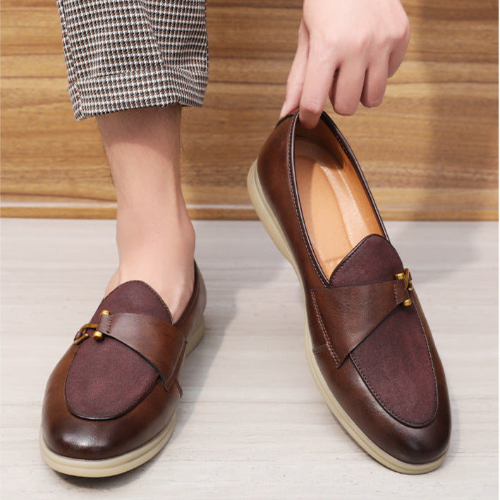 Men's Elegant Slip-On Loafers with Gold Bit Detail