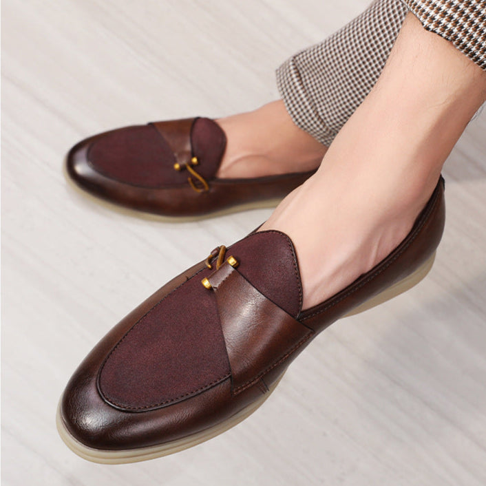 Men's Elegant Slip-On Loafers with Gold Bit Detail