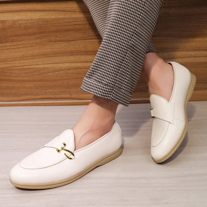 Men's Elegant Slip-On Loafers with Gold Bit Detail