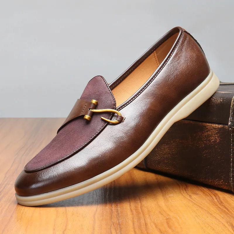 Men's Elegant Slip-On Loafers with Gold Bit Detail