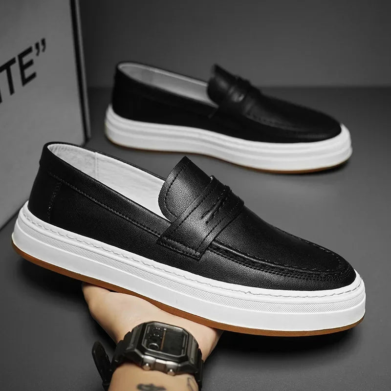 Men's Penny Loafers with Chunky Sole and Cushioned Comfort