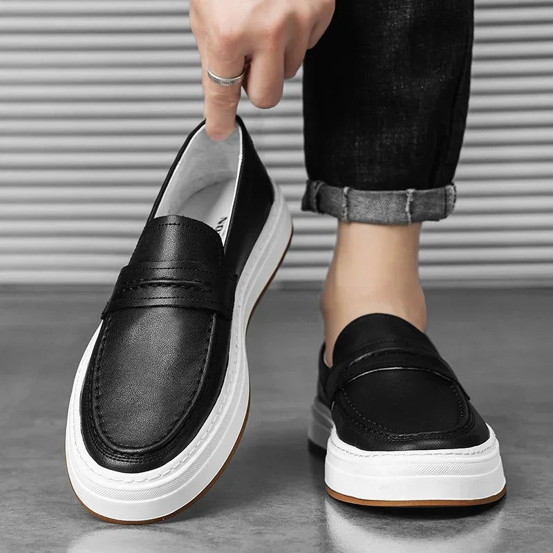 Men's Penny Loafers with Chunky Sole and Cushioned Comfort