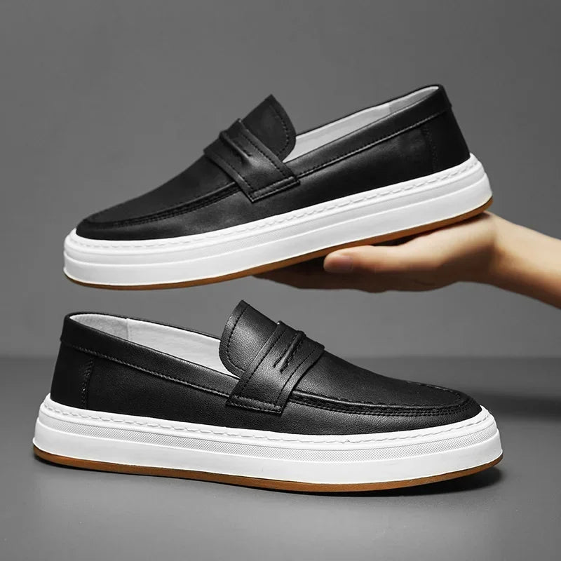 Men's Penny Loafers with Chunky Sole and Cushioned Comfort