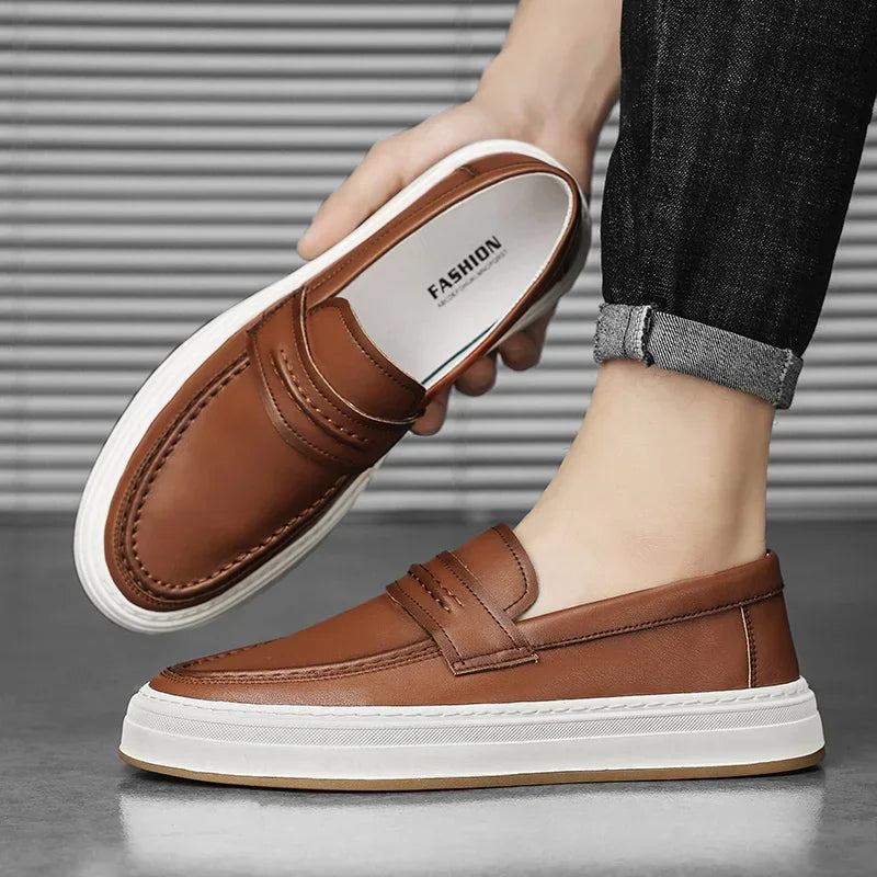 Men's Penny Loafers with Chunky Sole and Cushioned Comfort