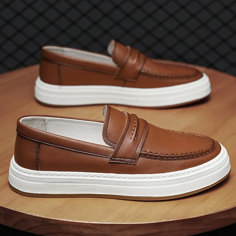 Men's Penny Loafers with Chunky Sole and Cushioned Comfort