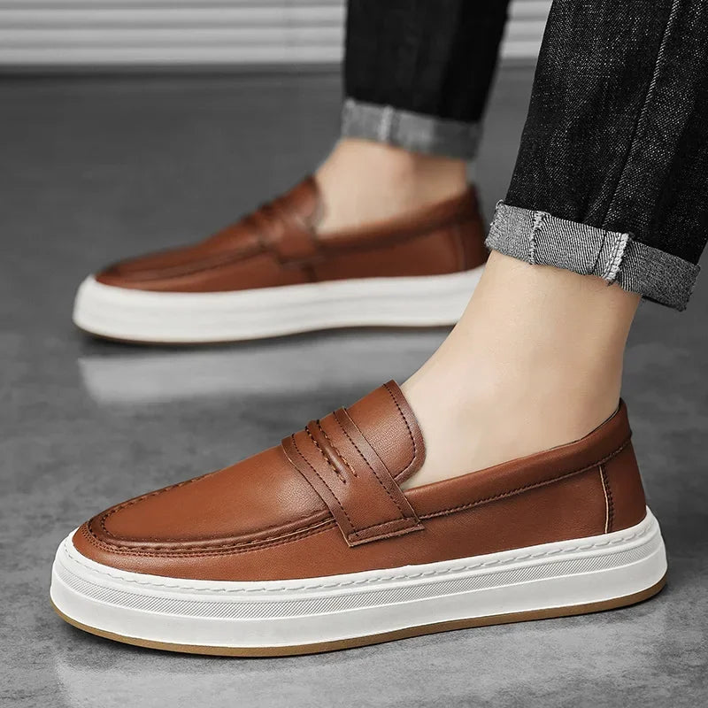 Men's Penny Loafers with Chunky Sole and Cushioned Comfort