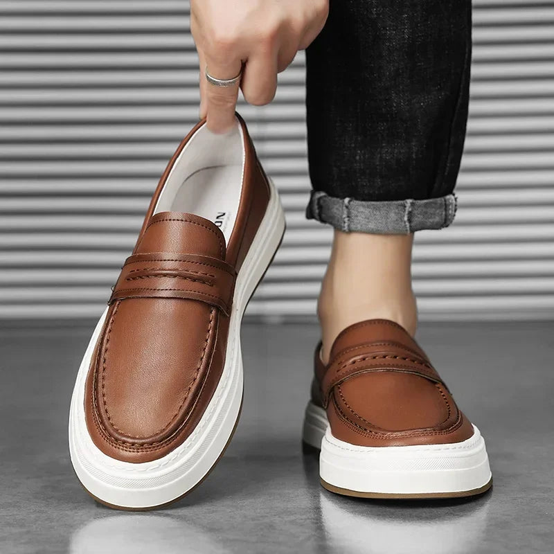 Men's Penny Loafers with Chunky Sole and Cushioned Comfort