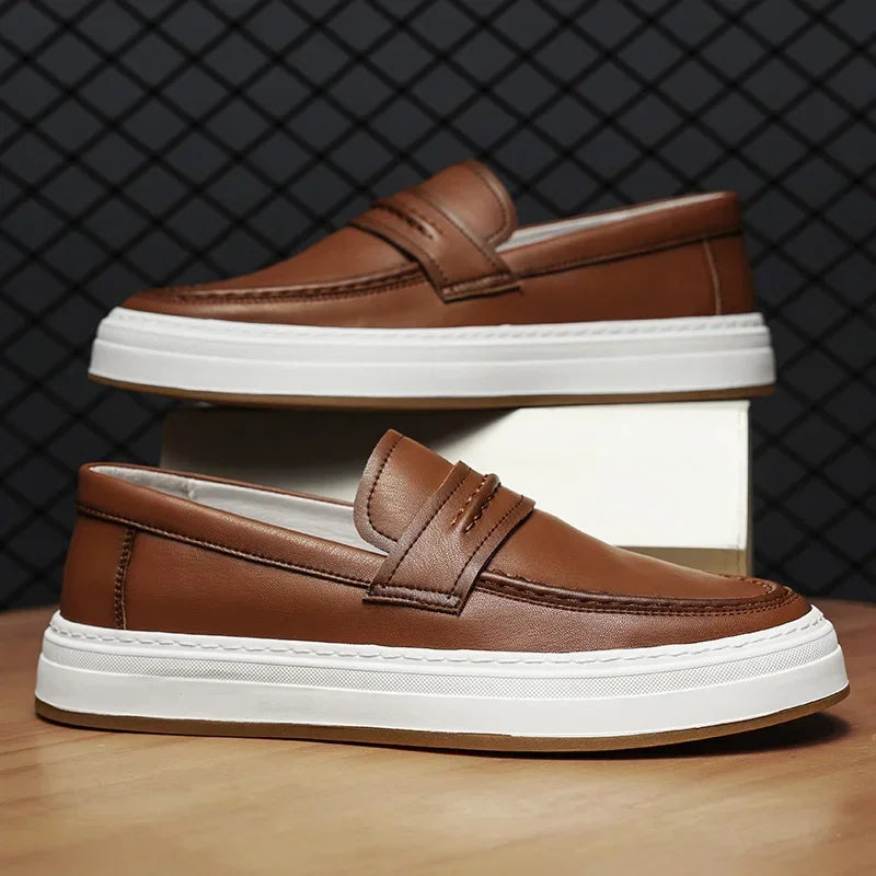 Men's Penny Loafers with Chunky Sole and Cushioned Comfort
