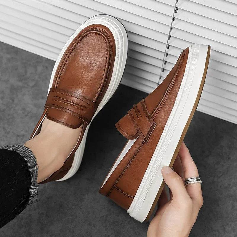 Men's Penny Loafers with Chunky Sole and Cushioned Comfort