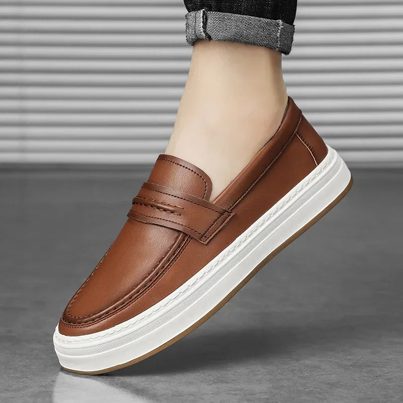 Men's Penny Loafers with Chunky Sole and Cushioned Comfort