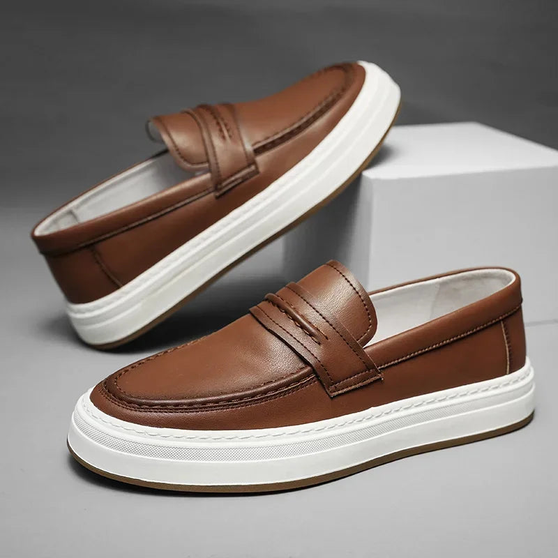 Men's Penny Loafers with Chunky Sole and Cushioned Comfort