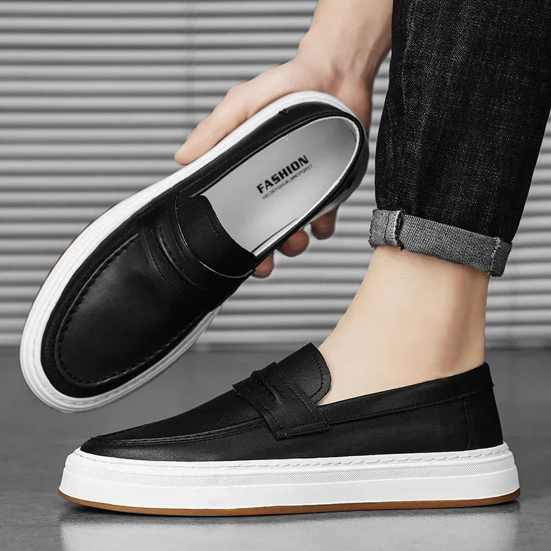 Men's Penny Loafers with Chunky Sole and Cushioned Comfort