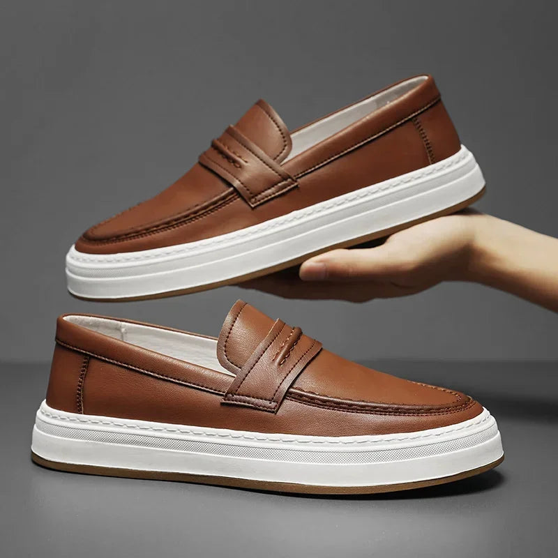 Men's Penny Loafers with Chunky Sole and Cushioned Comfort