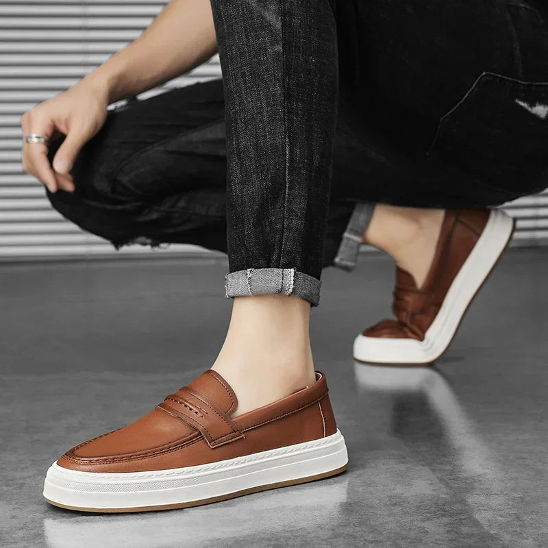 Men's Penny Loafers with Chunky Sole and Cushioned Comfort