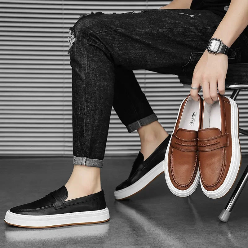 Men's Penny Loafers with Chunky Sole and Cushioned Comfort