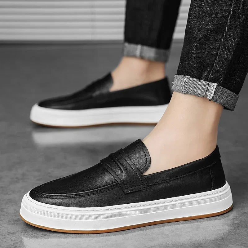 Men's Penny Loafers with Chunky Sole and Cushioned Comfort
