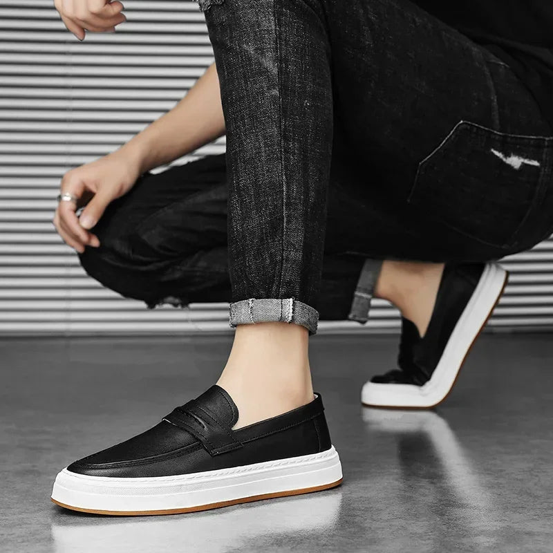 Men's Penny Loafers with Chunky Sole and Cushioned Comfort
