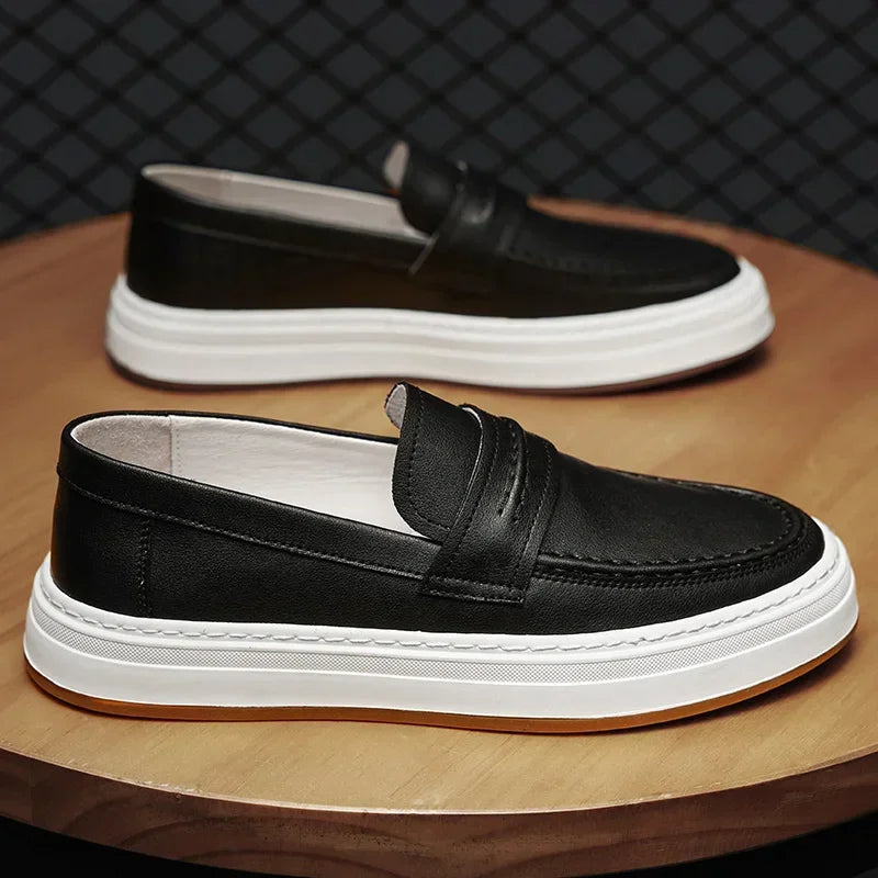 Men's Penny Loafers with Chunky Sole and Cushioned Comfort