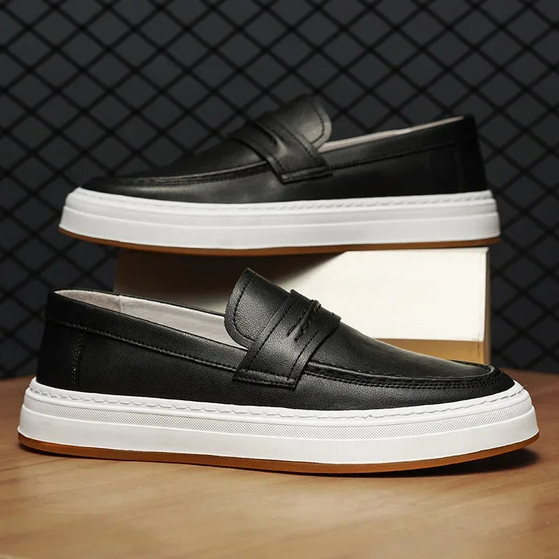 Men's Penny Loafers with Chunky Sole and Cushioned Comfort