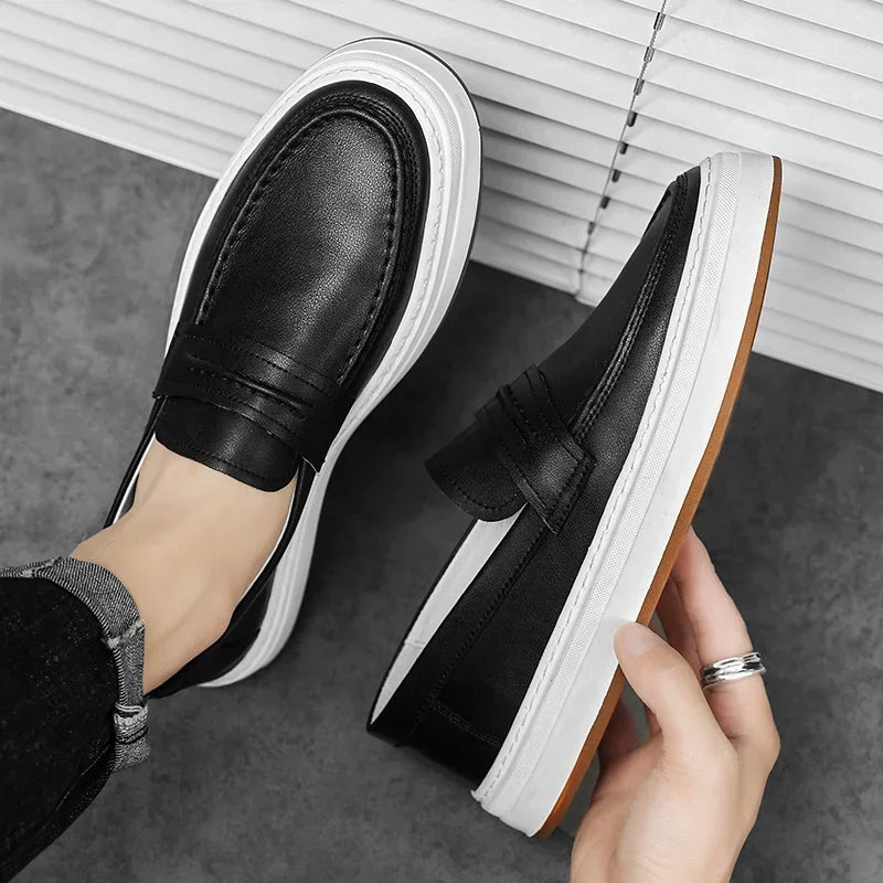 Men's Penny Loafers with Chunky Sole and Cushioned Comfort