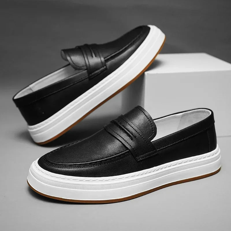 Men's Penny Loafers with Chunky Sole and Cushioned Comfort