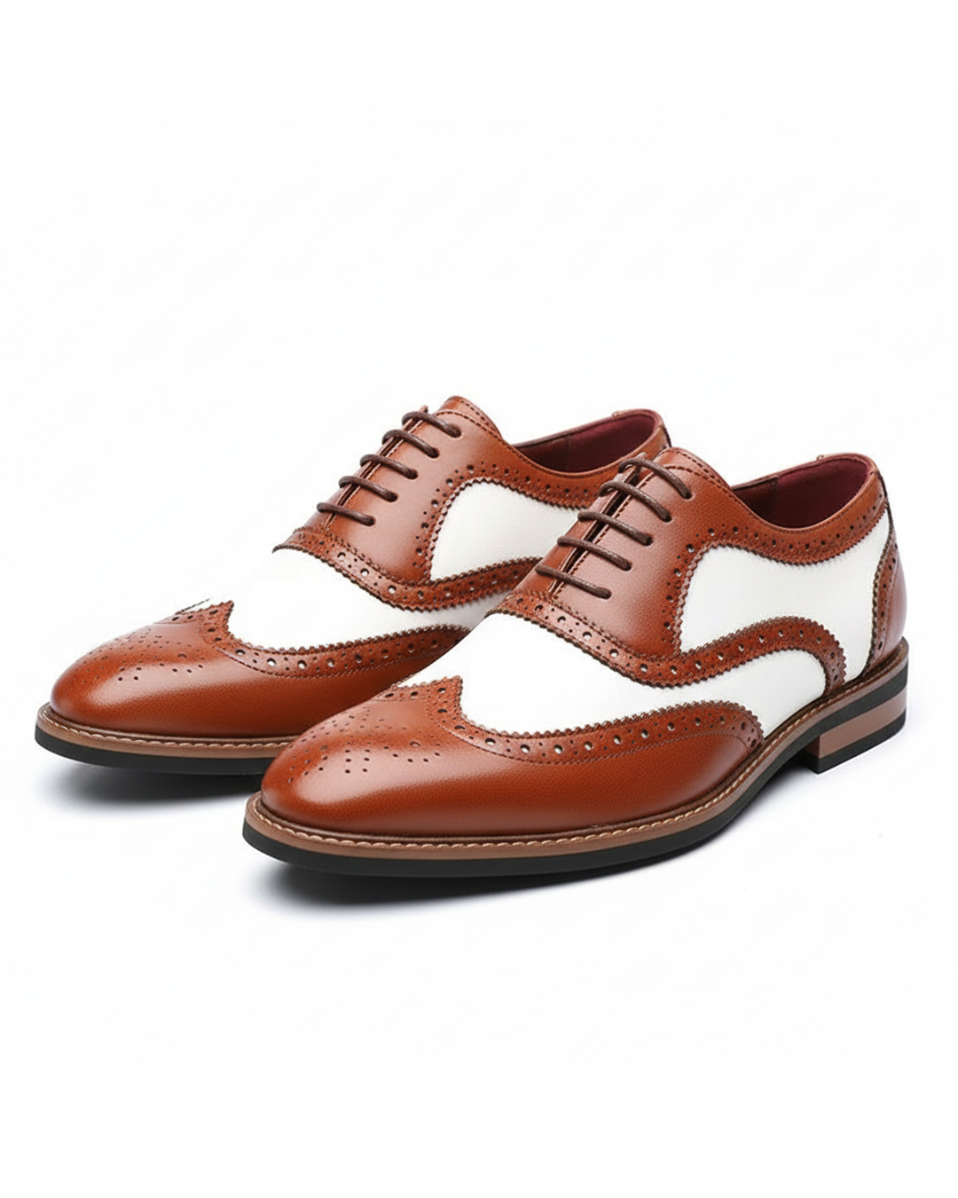 Men's Two-Tone Wingtip Brogue Dress Shoes