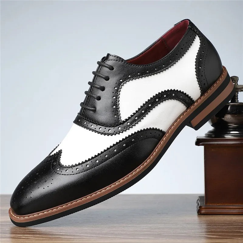 Men's Two-Tone Wingtip Brogue Dress Shoes