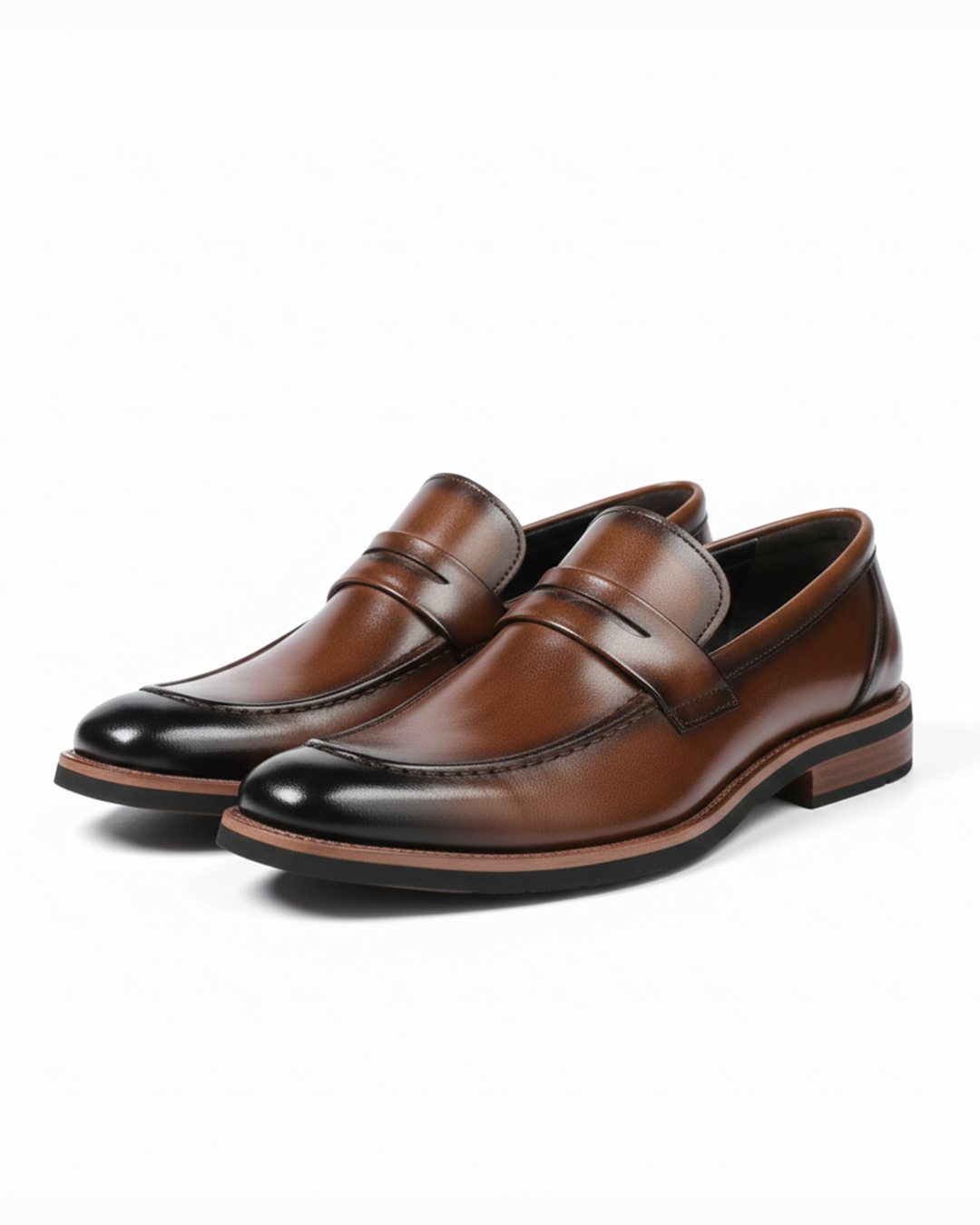 Polished Leather Penny Loafers for Men
