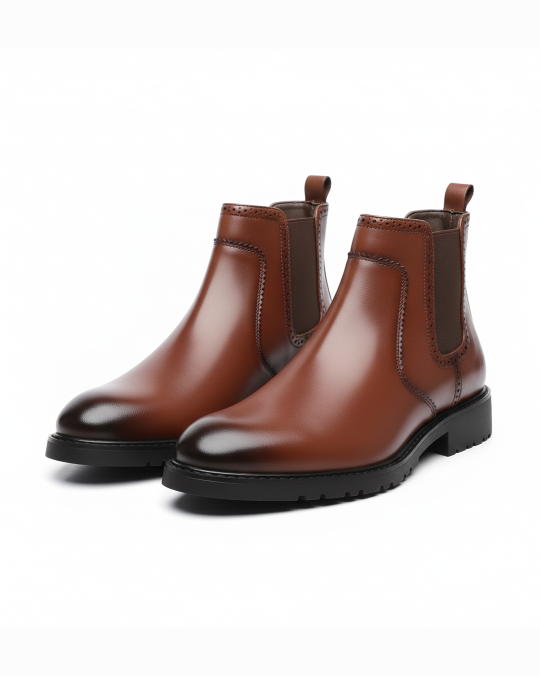 Men's Polished Leather Chelsea Boots with Durable Sole