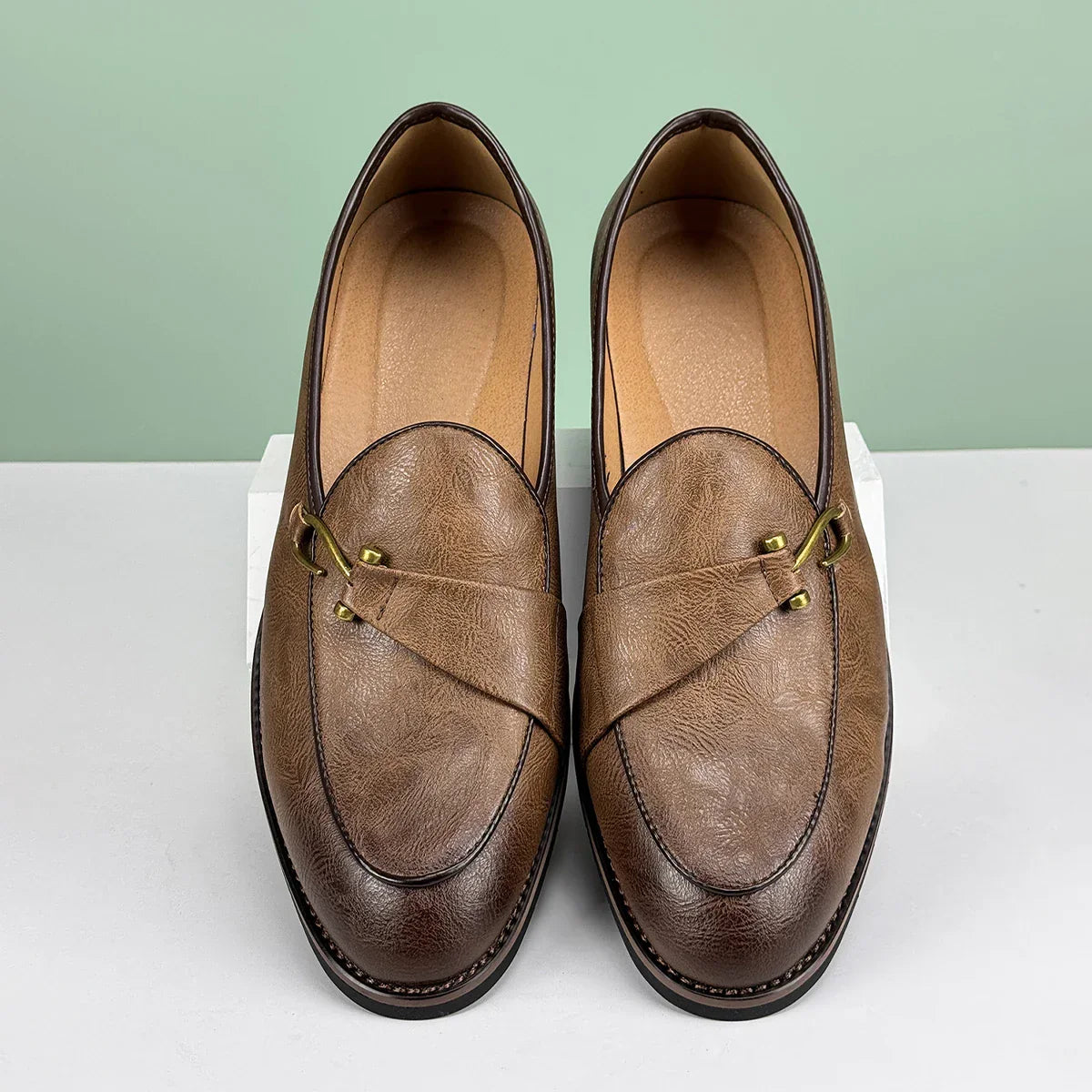 Men's Slip-On Bit Loafers in Aged Genuine Leather