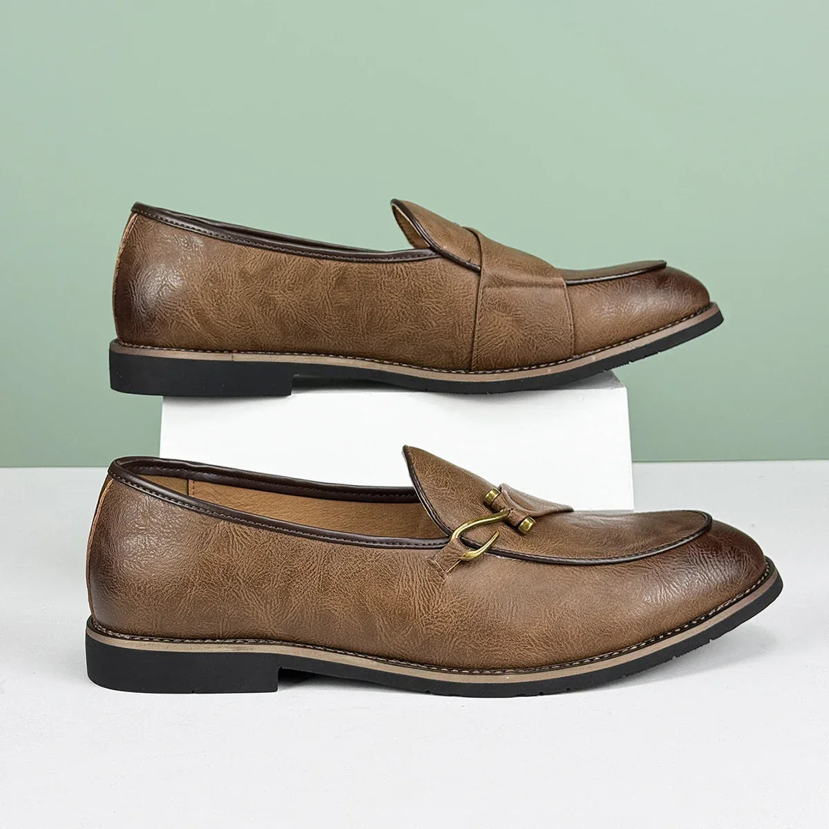 Men's Slip-On Bit Loafers in Aged Genuine Leather