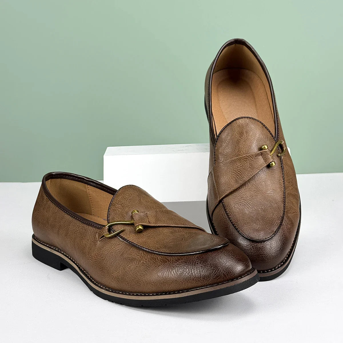 Men's Slip-On Bit Loafers in Aged Genuine Leather