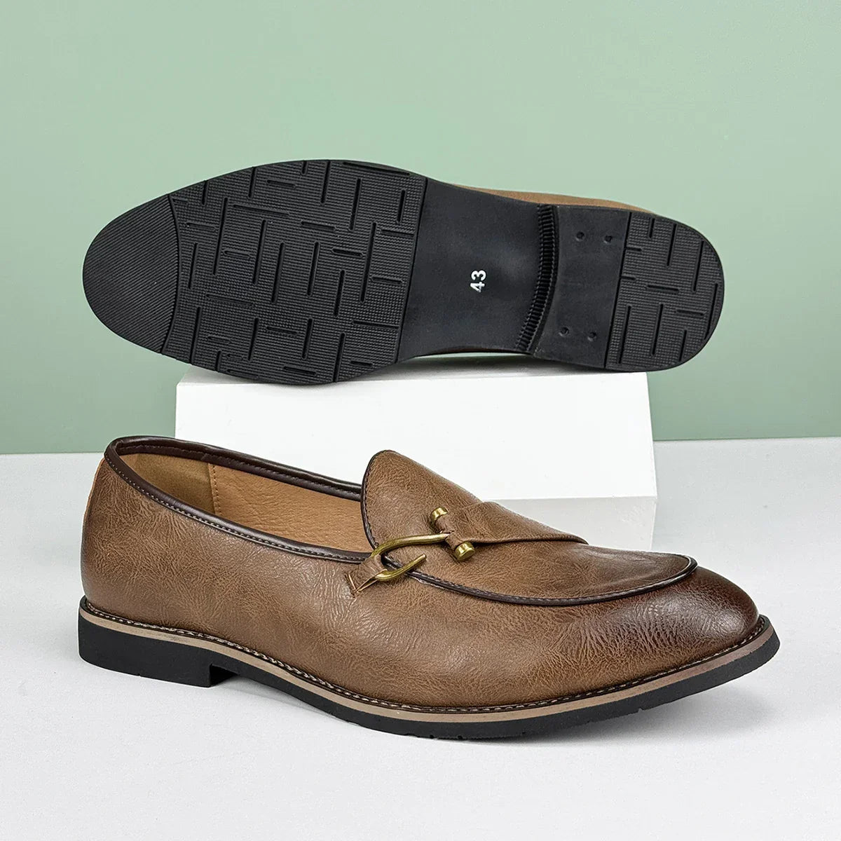Men's Slip-On Bit Loafers in Aged Genuine Leather