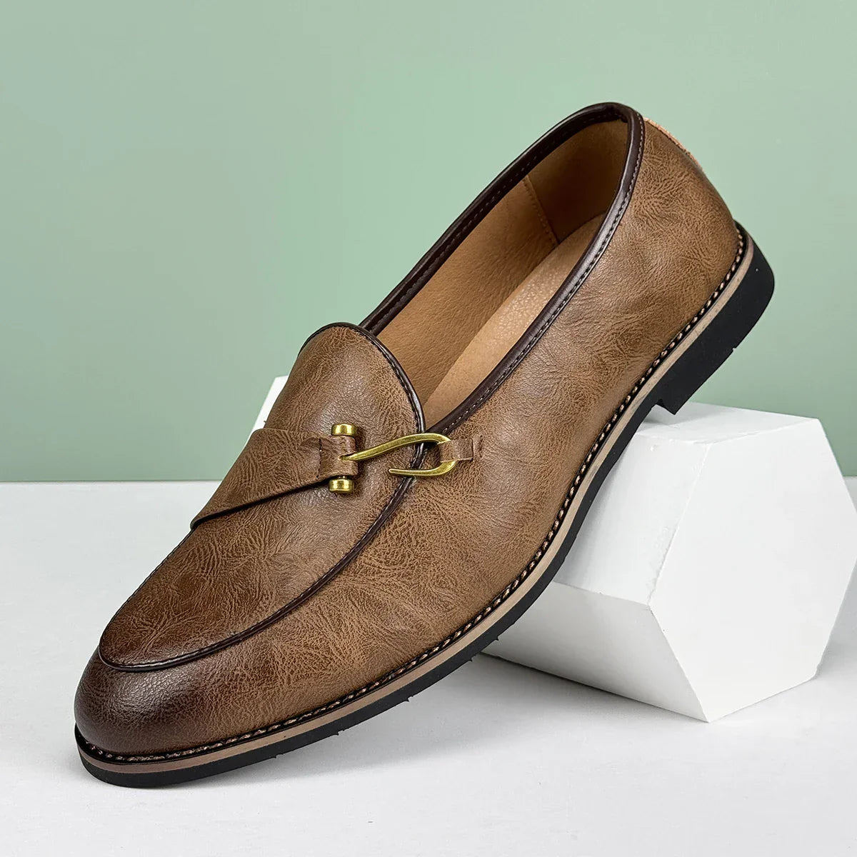 Men's Slip-On Bit Loafers in Aged Genuine Leather