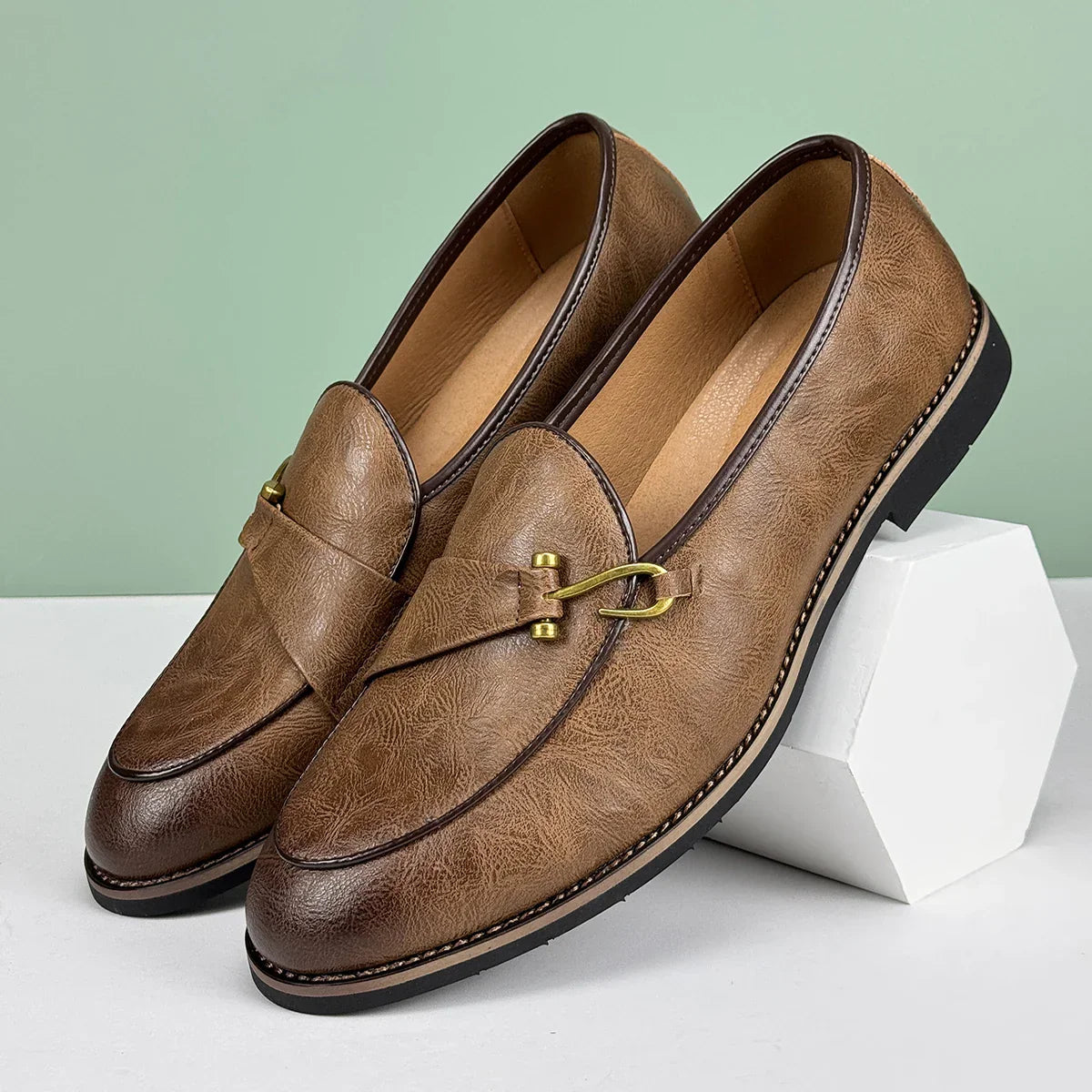 Men's Slip-On Bit Loafers in Aged Genuine Leather