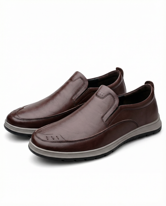 Men's Premium Full-Grain Slip-On Loafers in Brown and Black