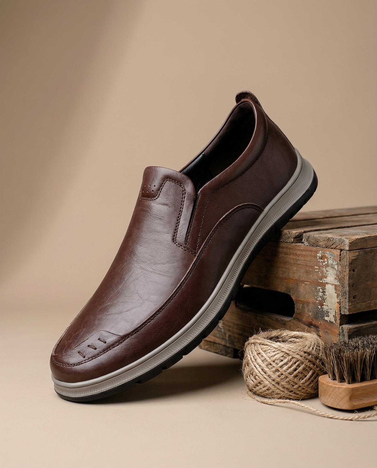 Men's Premium Full-Grain Slip-On Loafers in Brown and Black