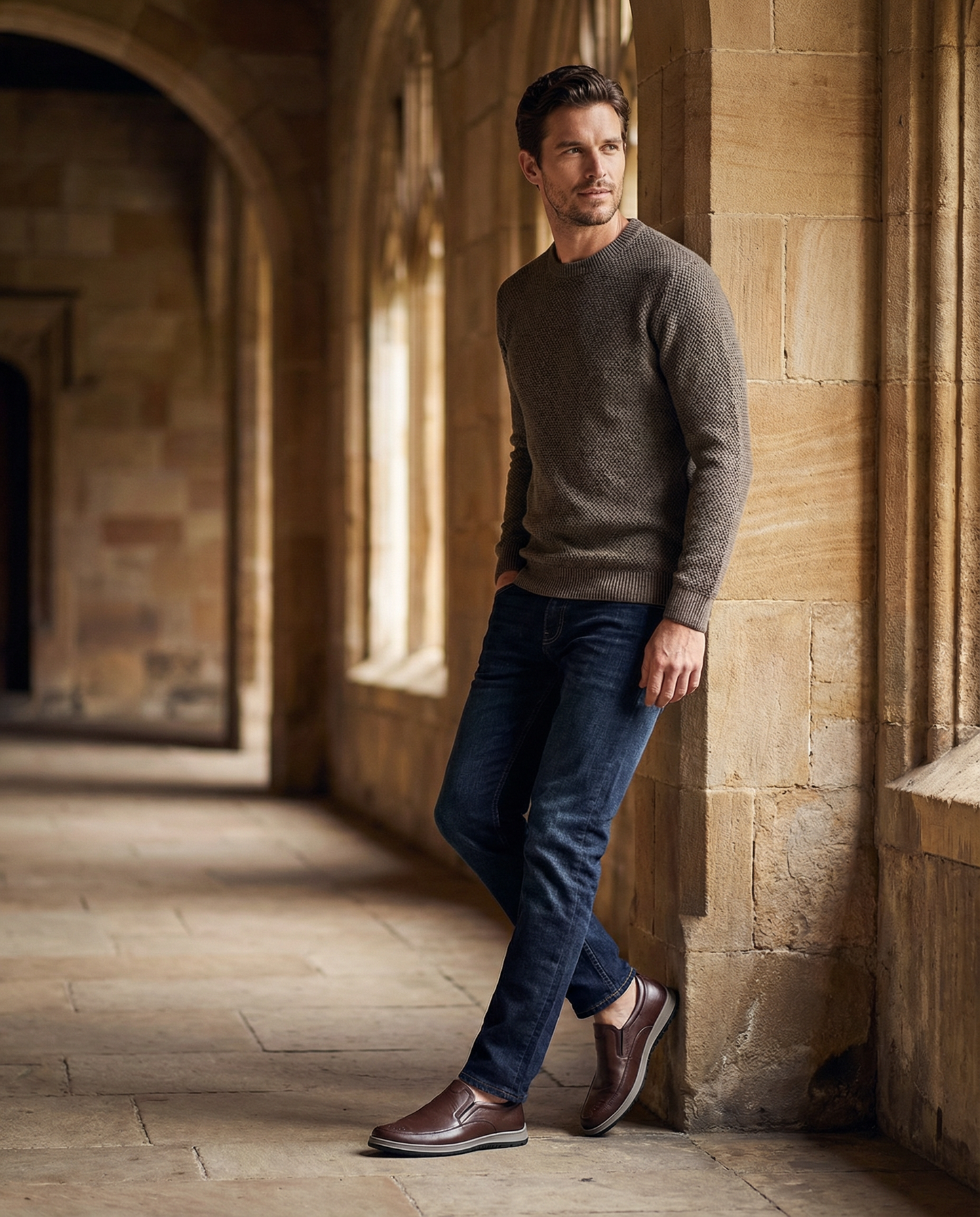 Men's Premium Full-Grain Slip-On Loafers in Brown and Black