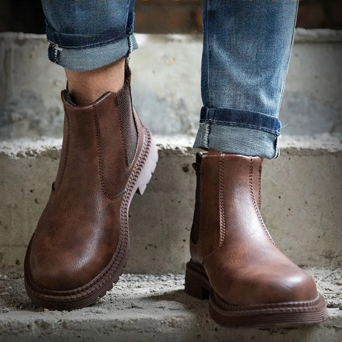 Men's Steel Toe Slip-On Chelsea Work Boots