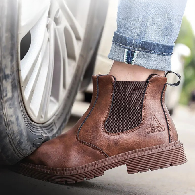 Men's Steel Toe Slip-On Chelsea Work Boots