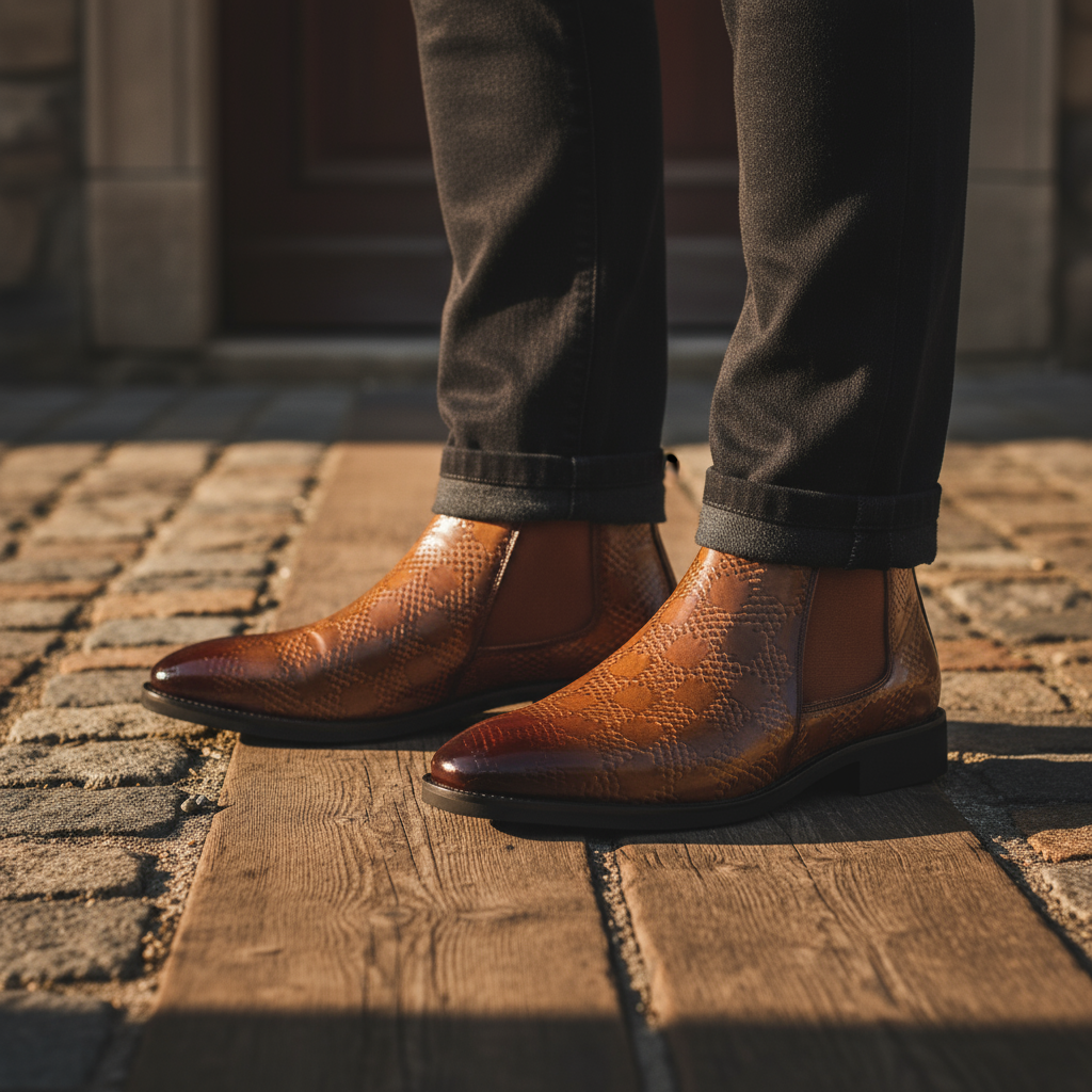 Men's Classic Chelsea Boots with Ankle Support and Slip-Resistant Sole